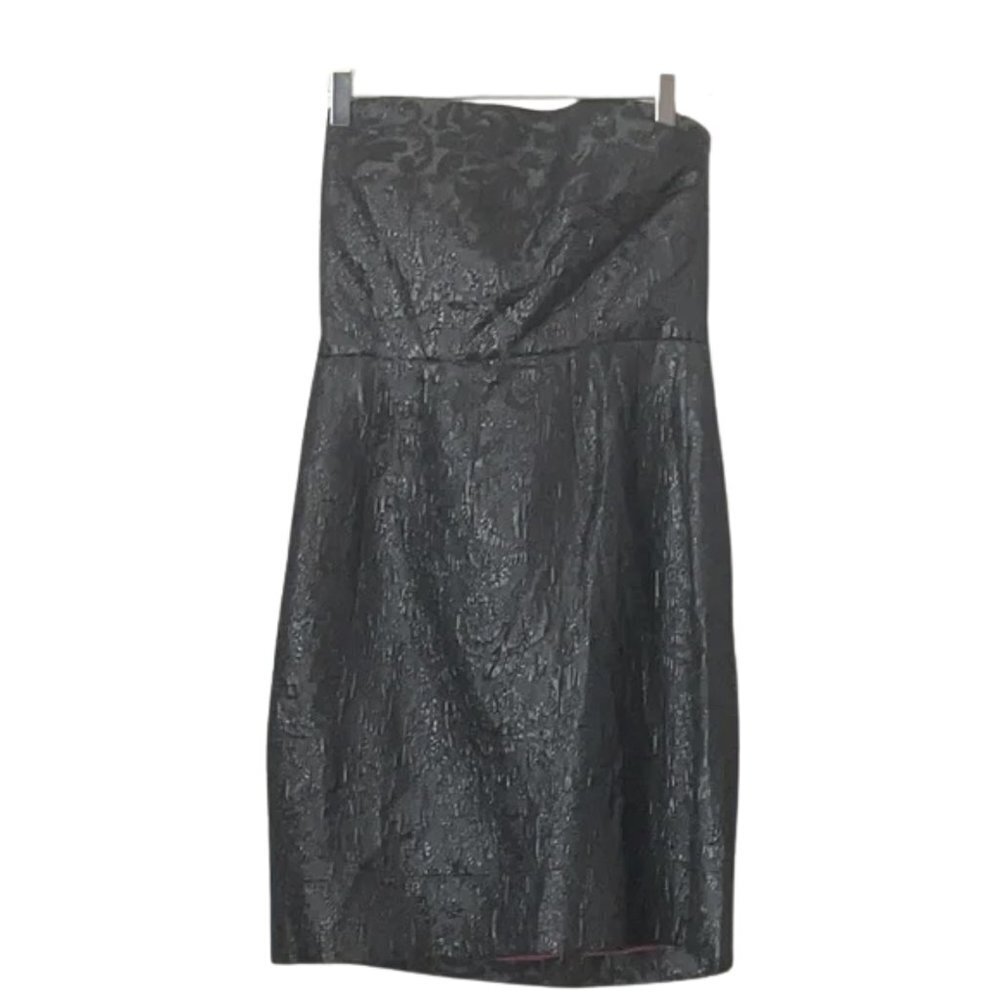 Shoshanna Metallic Black Brocade Strapless Mini Dress Sz. 6